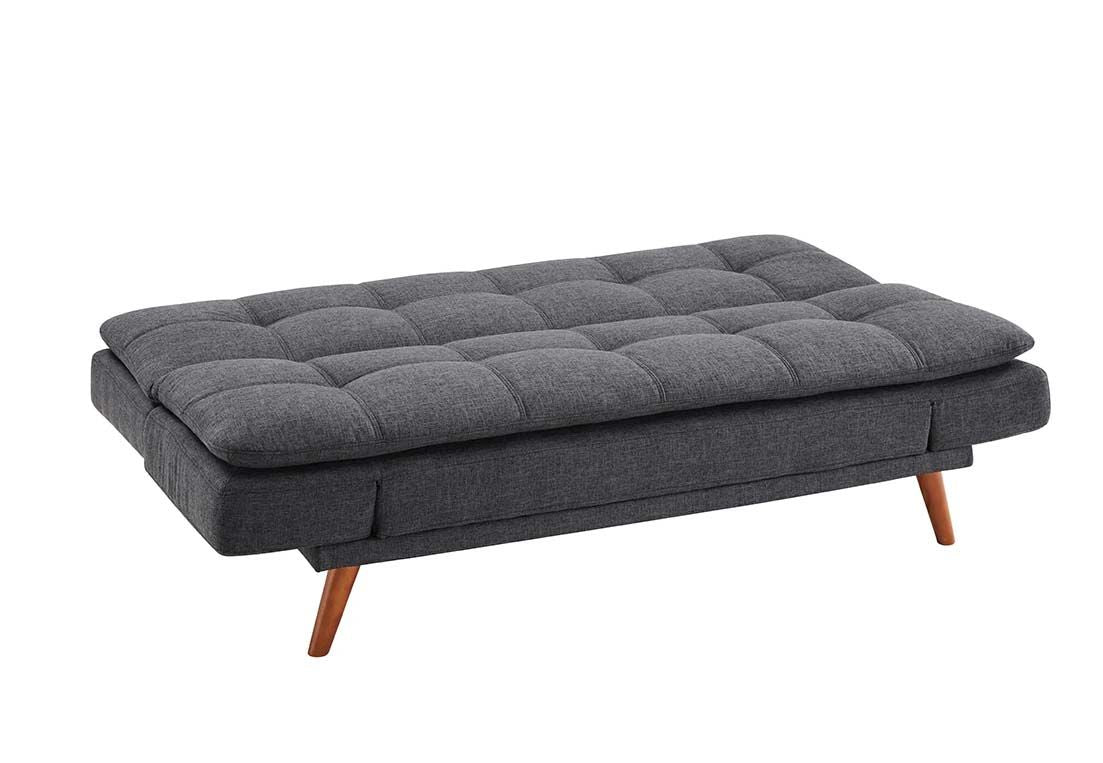 Darian Fabric Sofa Bed with Wooden Legs and adjustable Arm Rests - Dark Grey