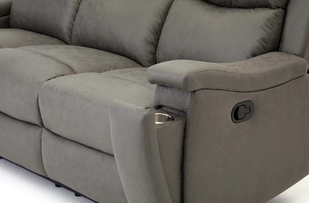 Jackson Faux Leather 3 Seater Recliner - Grey