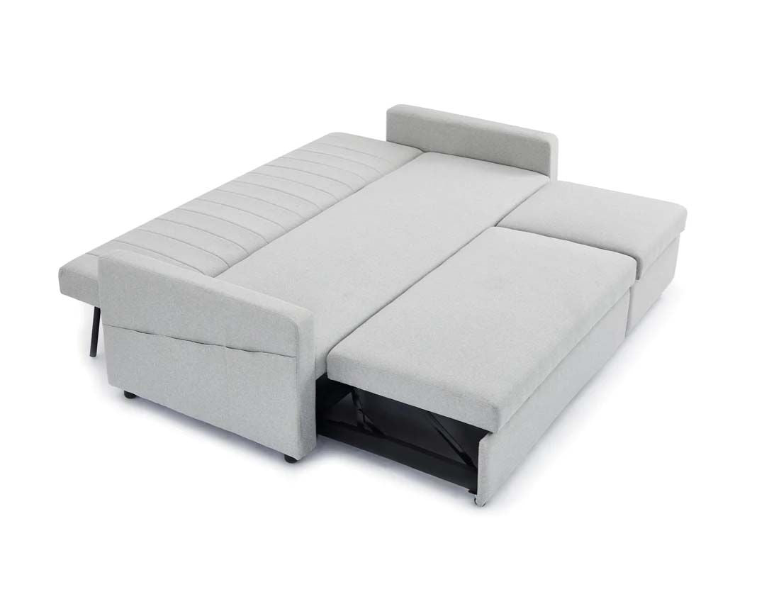 Anglia 3 Seater Storage Sofa Bed with Pull Out Chaise - Grey Velvet as bed