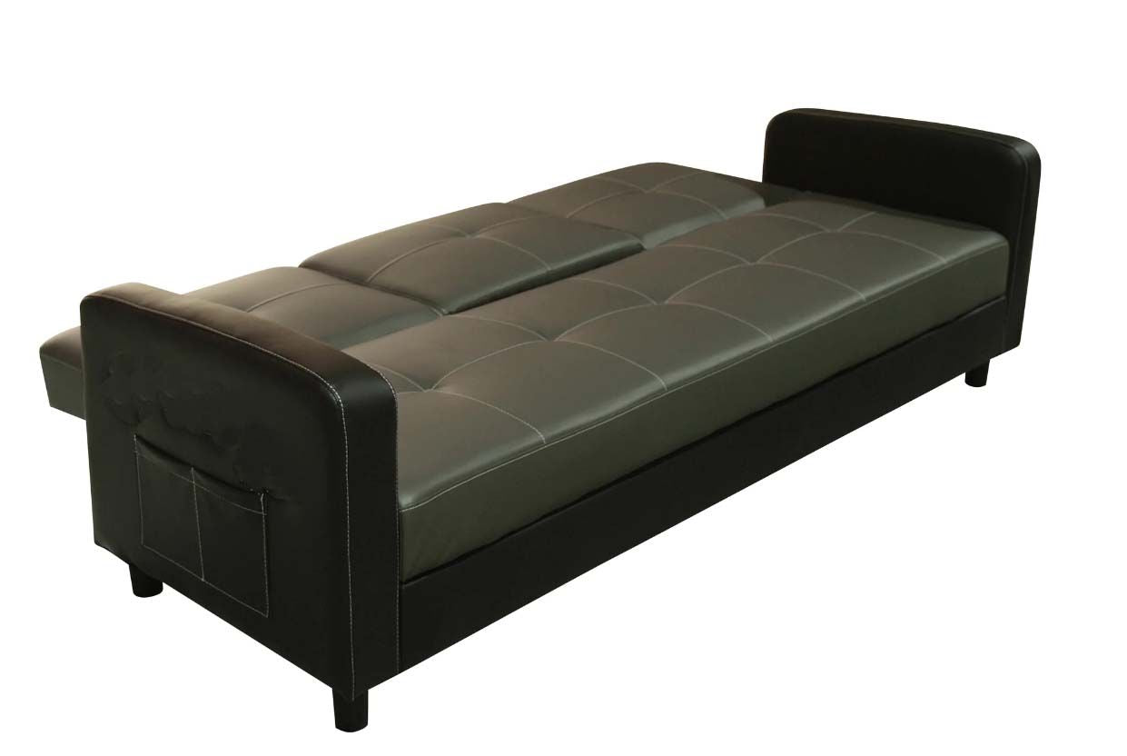 Florida 3 Seater Faux Leather Sofa Bed - Ash Grey