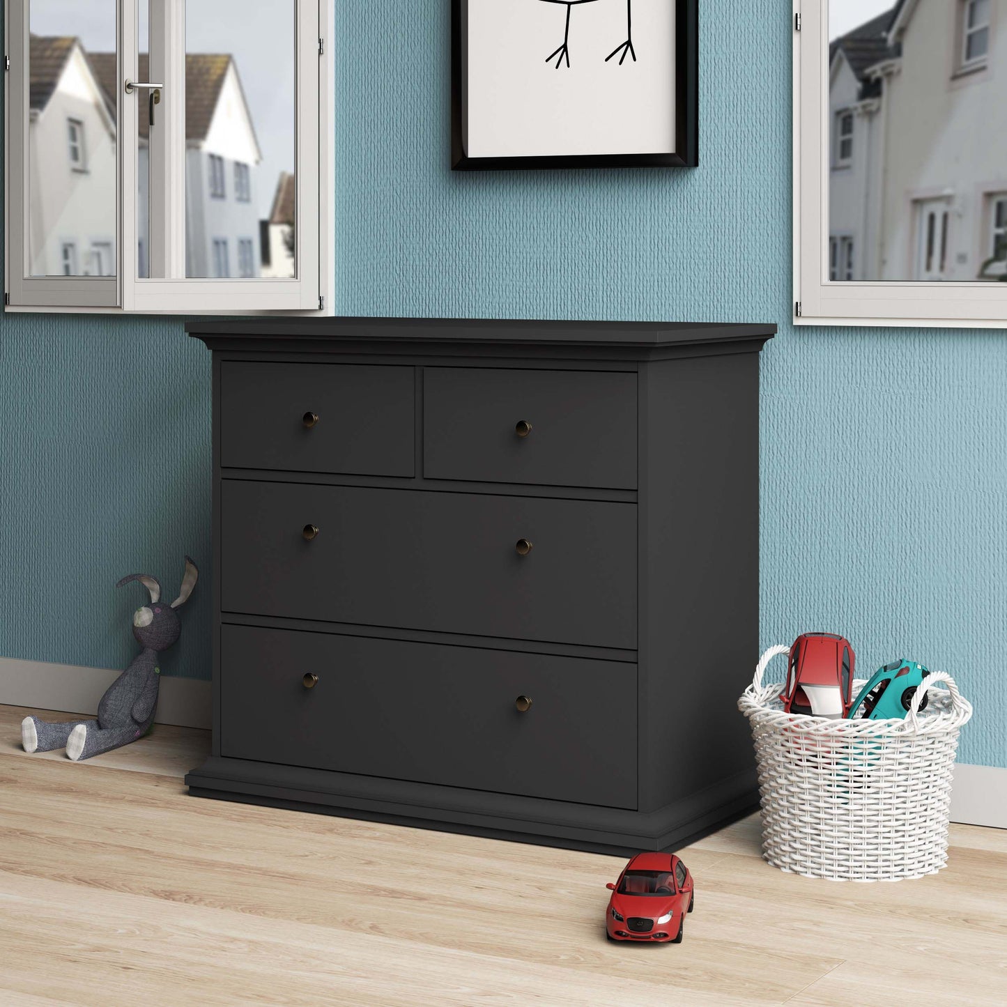 Paris Chest of 4 Drawers - Grey