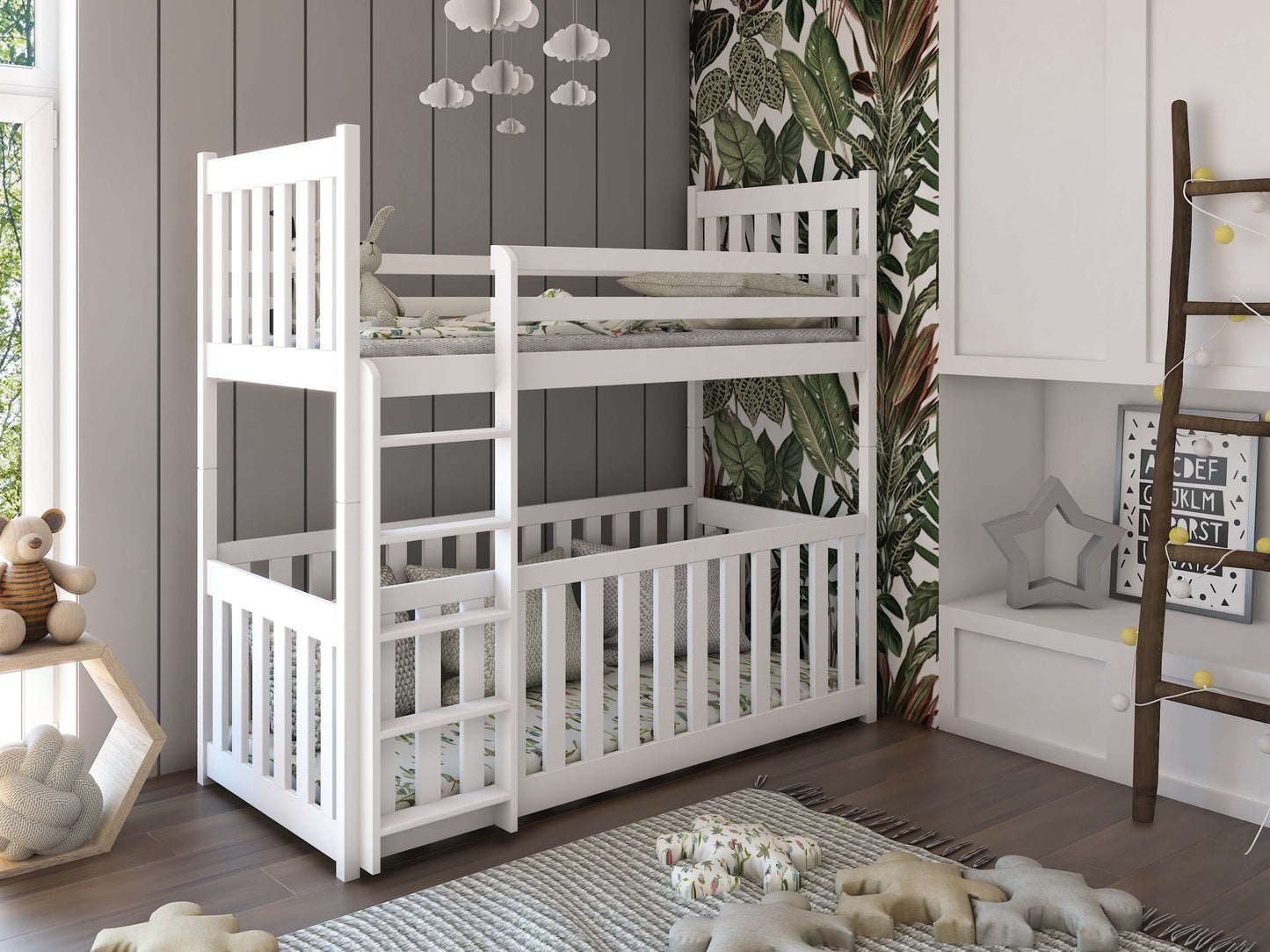Cris Bunk Bed with Cot Bed - White Matt