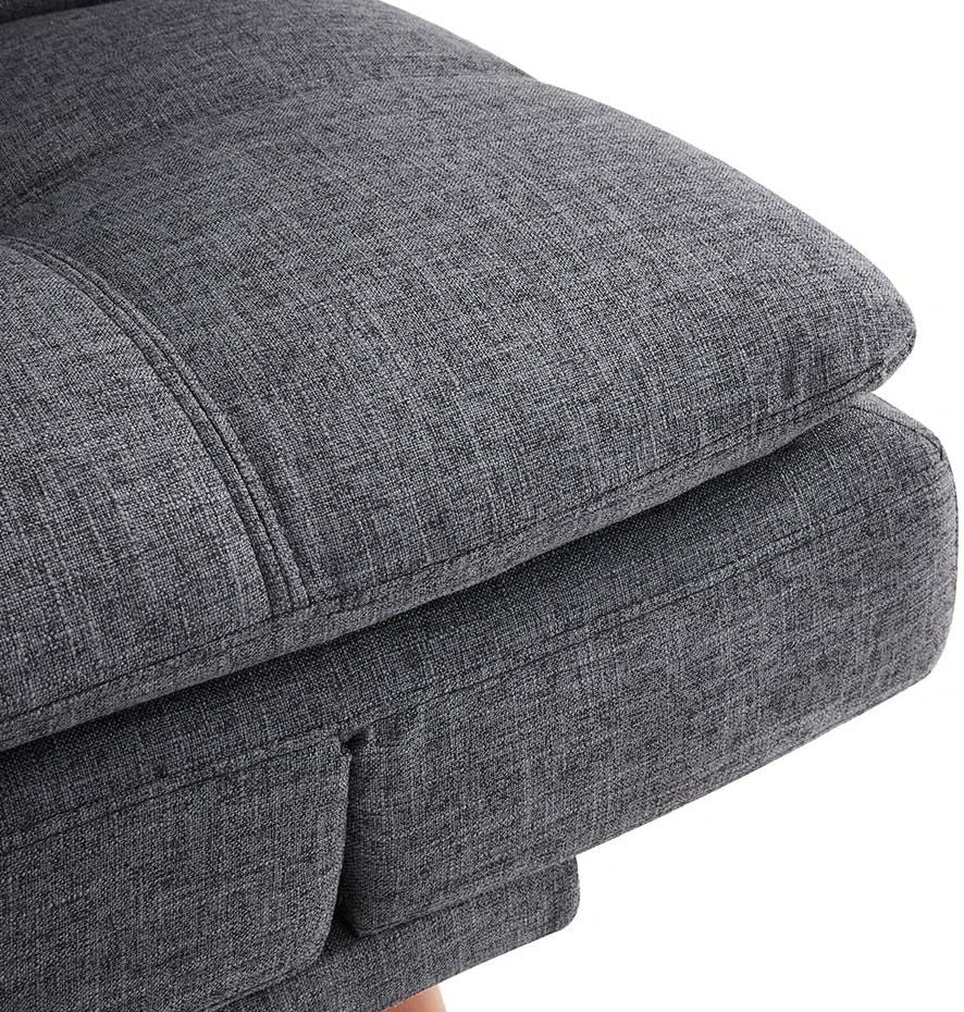 Darian Fabric Sofa Bed with Wooden Legs and adjustable Arm Rests - Dark Grey