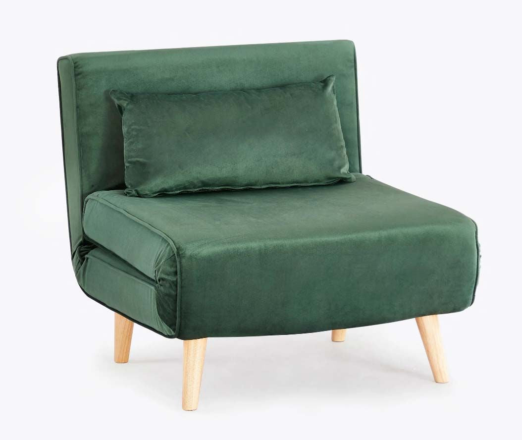 Valley Single Futon Sofa Bed - Green Velvet