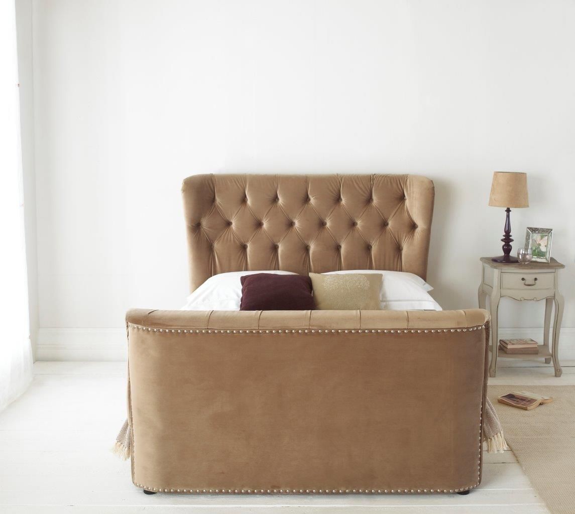 Copenhagen Double Bed Frame - Stone/Gold