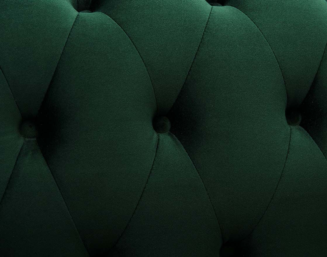 Harper Chesterfield 3+2 Seater Fabric Sofa - Pleat Green Velvet