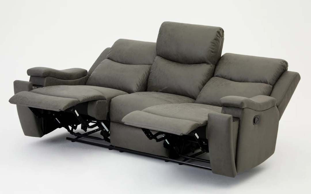 Jackson Faux Leather 3 Seater Recliner - Grey