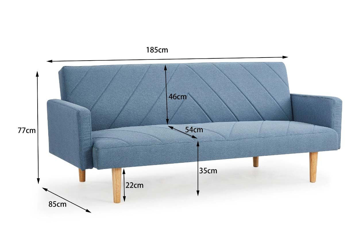 Alexs 3 Seater Fabric Clic-Clac Sofa Bed - Blue Chevron Design