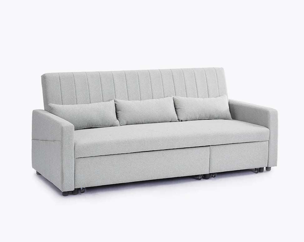 Anglia 3 Seater Storage Sofa Bed with Pull Out Chaise - Grey Velvet facing right