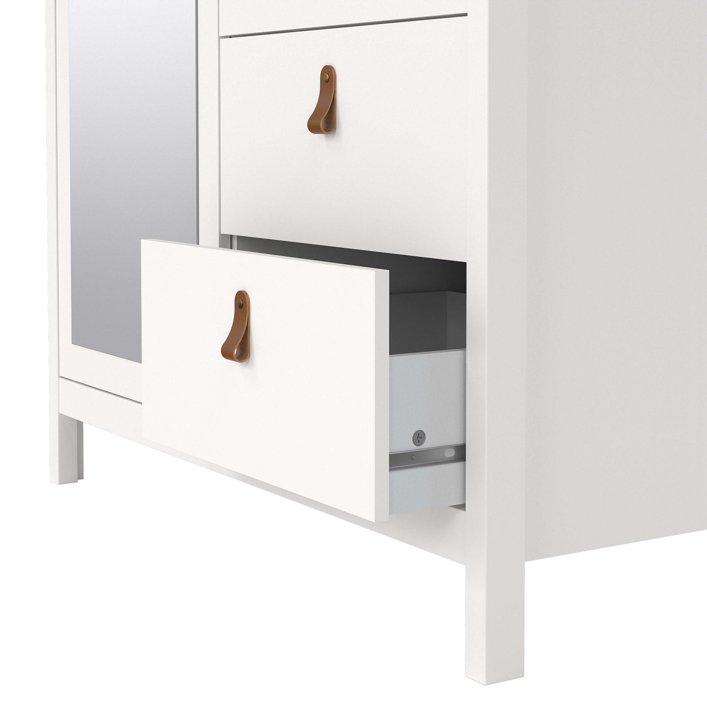 Madrid Wardrobe with 1 Plain door 1 mirror door and 2 drawers - White