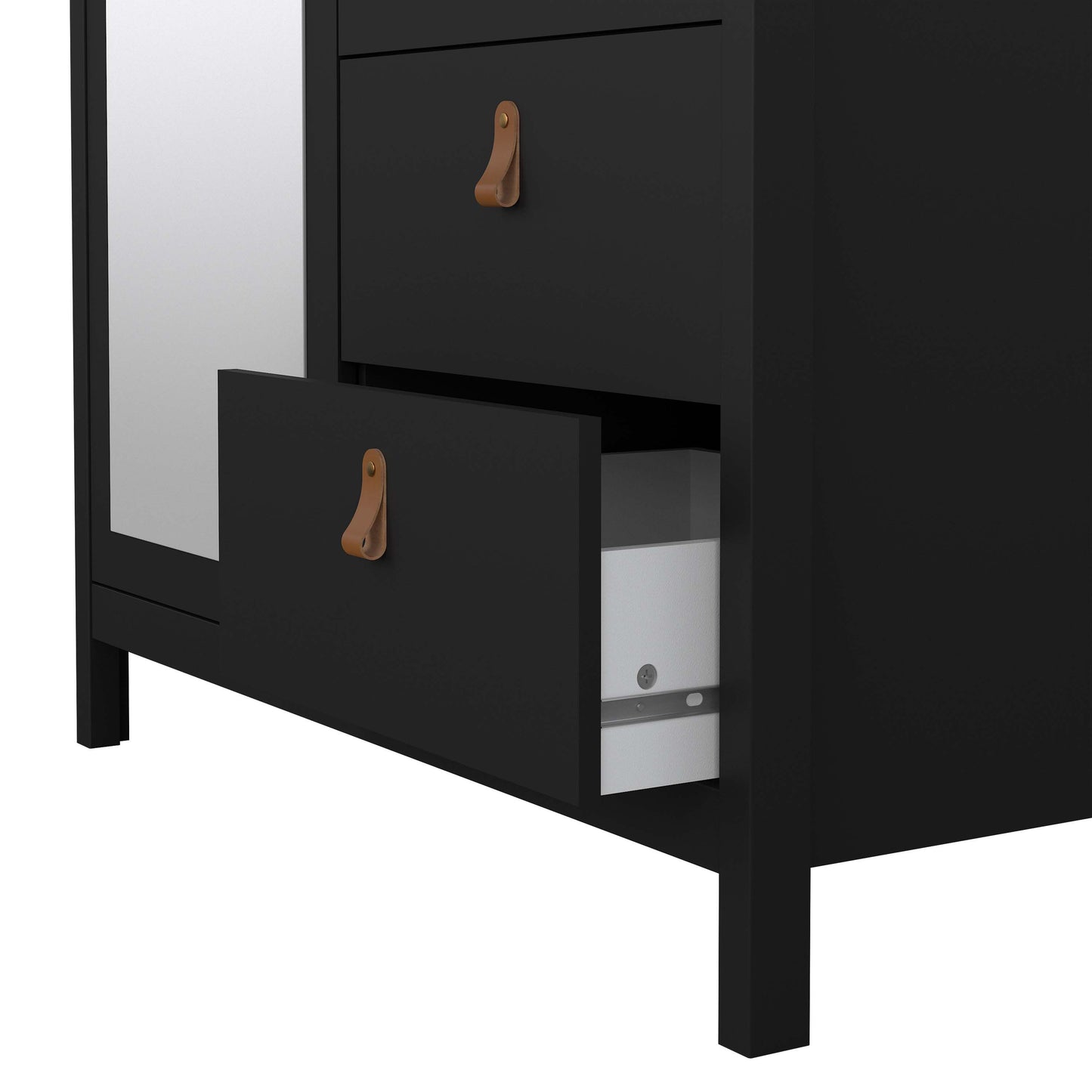 Madrid Wardrobe with 2 plain doors 1 mirror door and 2 drawers - Black