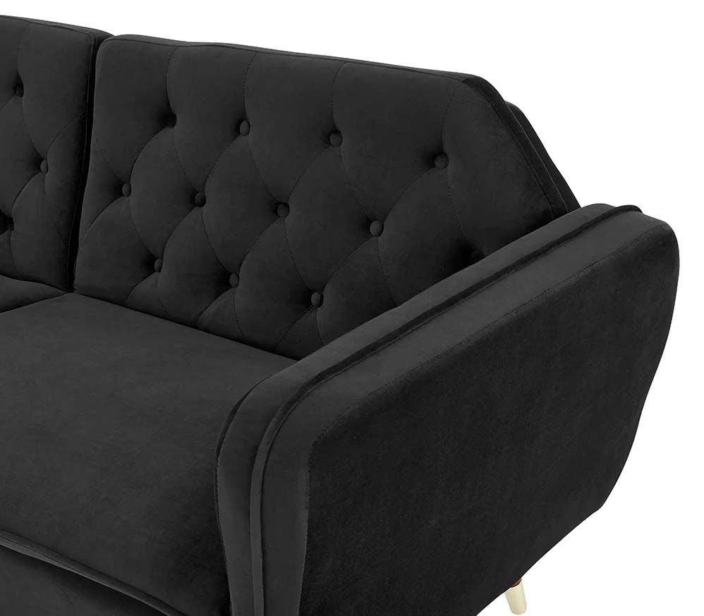 Yorkshire 3 Seater Fabric Sofa Bed - Black