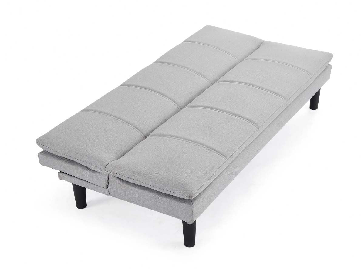 Adam 3 Seater Sofa Bed - Light Grey Woven Fabric flattend like bed