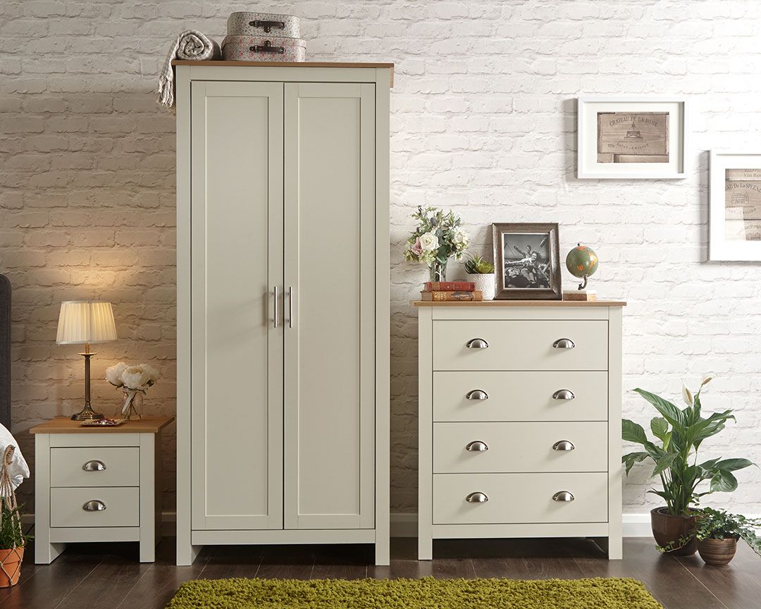 Logan Bedroom Set - White with Barley Oak