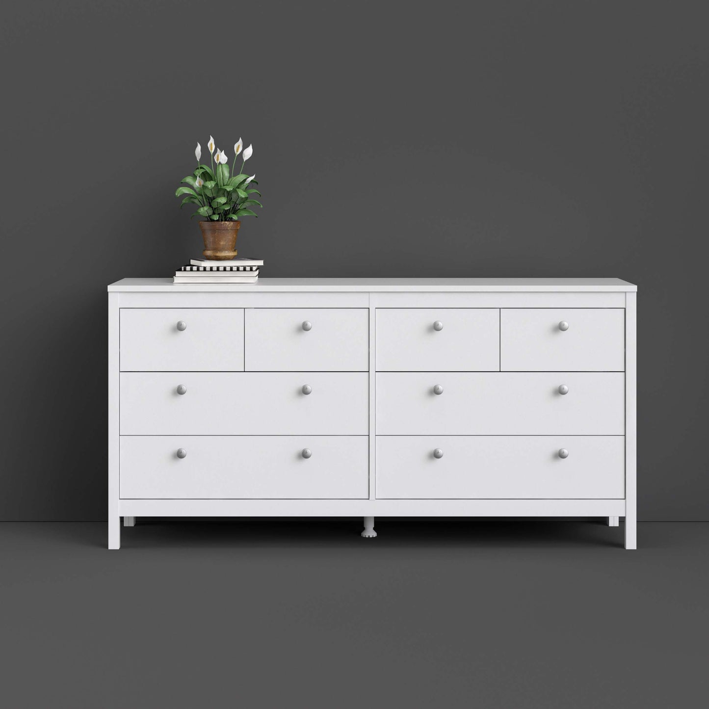 Madrid Double Dresser 4+4 Drawers - White