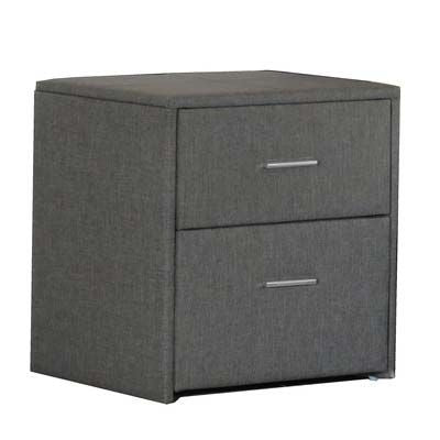 Prada Fabric 2 Drawer Bedside - Linen Grey