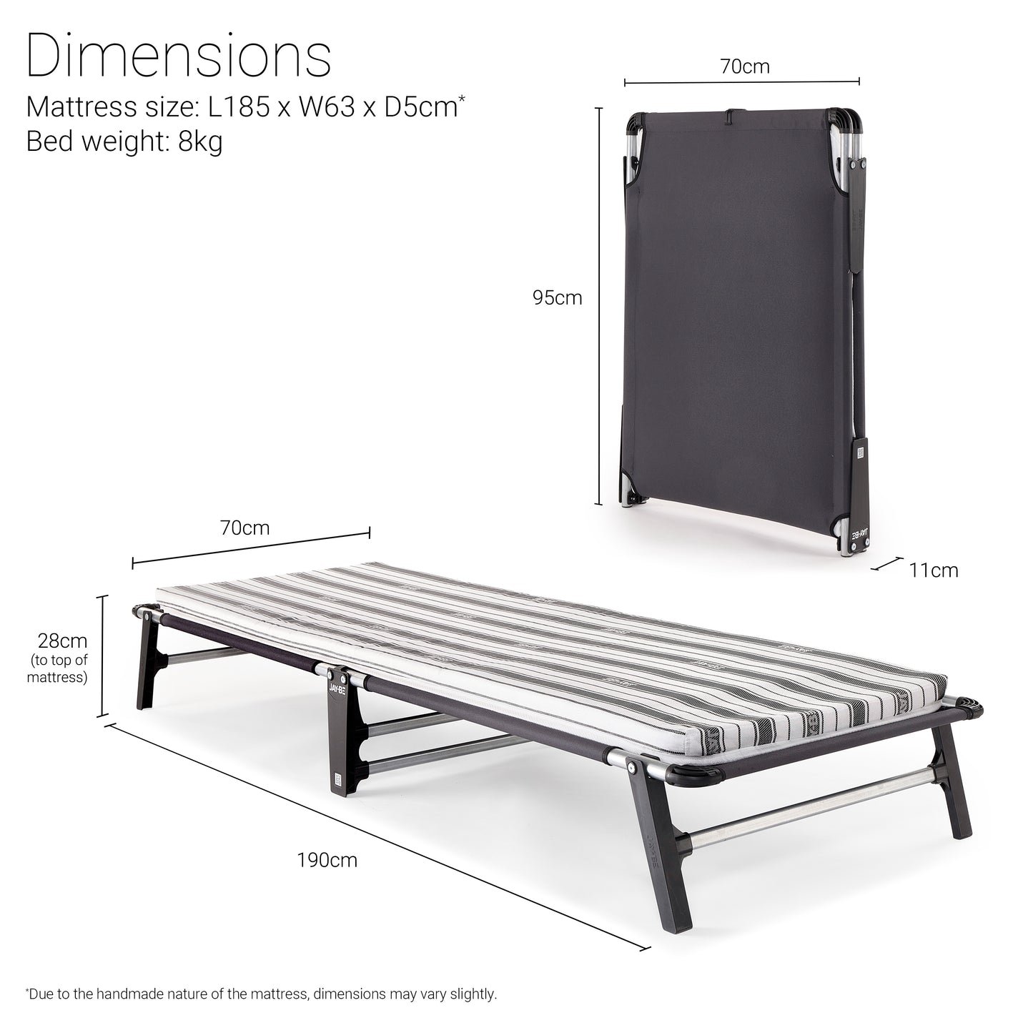 Jay-Be ME70 Mobile Folding Bed with Comfort Mattress