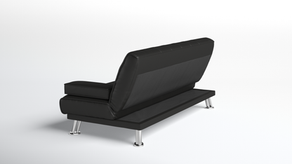 Montana Sofa Bed 3 Seater Faux Leather Sofabed, Black