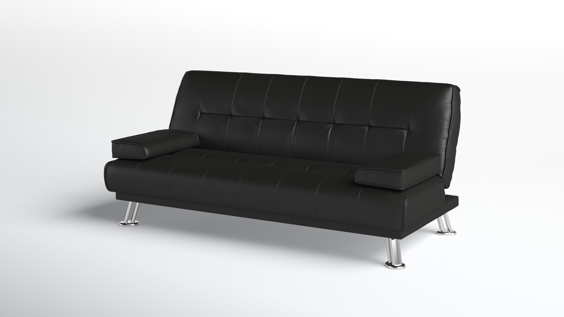 Montana Sofa Bed 3 Seater Faux Leather Sofabed, Black