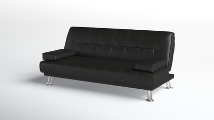 Montana Sofa Bed 3 Seater Faux Leather Sofabed, Black