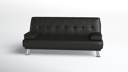 Montana Sofa Bed 3 Seater Faux Leather Sofabed, Black