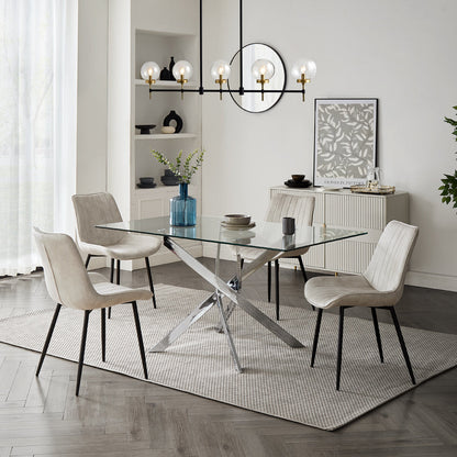 Genoa Dining Chair Set of 2, Cream Velvet