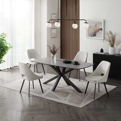 Billie Dining Chair Set of 2, Ivory Fabric