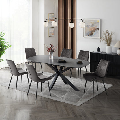 Vero Sintered Stone Ceramic Extending Table Dining Set with Dining Chairs