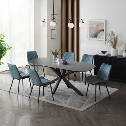 Vero Sintered Stone Ceramic Extending Table Dining Set with Dining Chairs