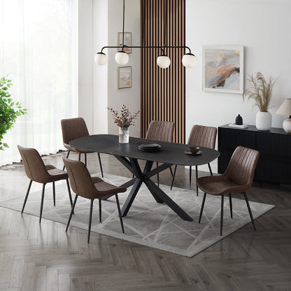 Vero Sintered Stone Ceramic Extending Table Dining Set with Dining Chairs