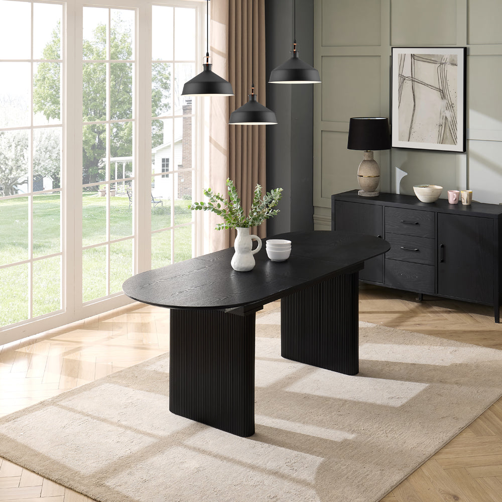 Japan Oval Extending Japandi Dining Table, Black