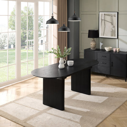 Japan Oval Extending Japandi Dining Table, Black