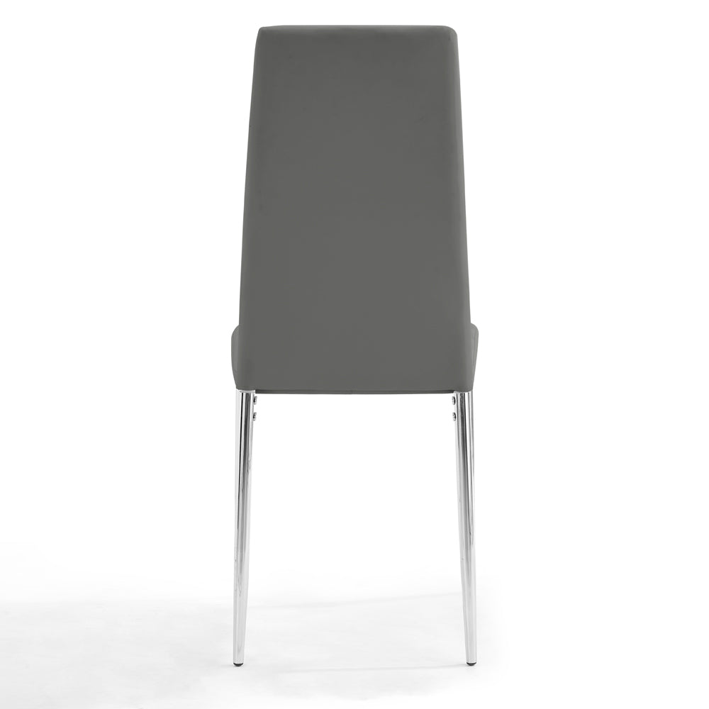 Sarah Faux Leather Dining Chair Set of 4, Grey with Silver Legs
