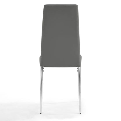 Sarah Faux Leather Dining Chair Set of 6, Grey with Silver Legs