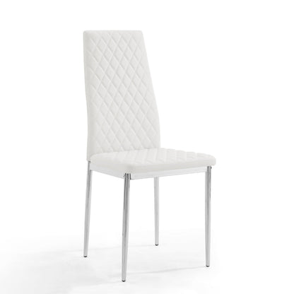 Sarah Faux Leather Dining Chair Set of 4, White with Silver Legs