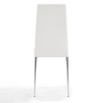 Sarah Faux Leather Dining Chair Set of 4, White with Silver Legs