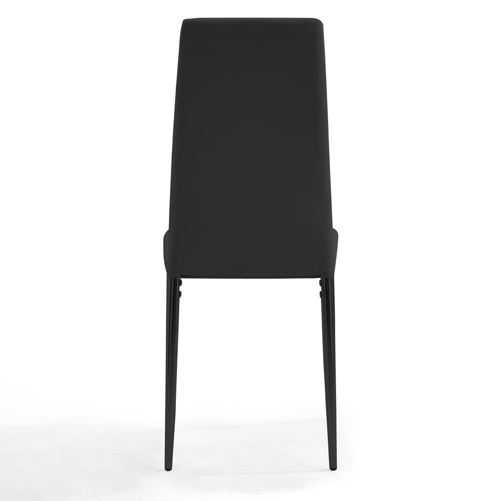 Sarah Faux Leather Dining Chair Set of 6, Black with Black Legs