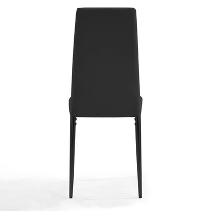 Sarah Faux Leather Dining Chair Set of 6, Black with Black Legs