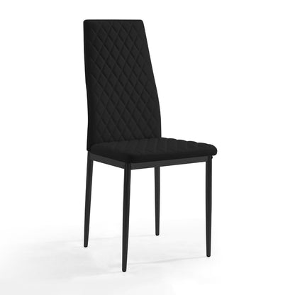 Sarah Faux Leather Dining Chair Set of 6, Black with Black Legs