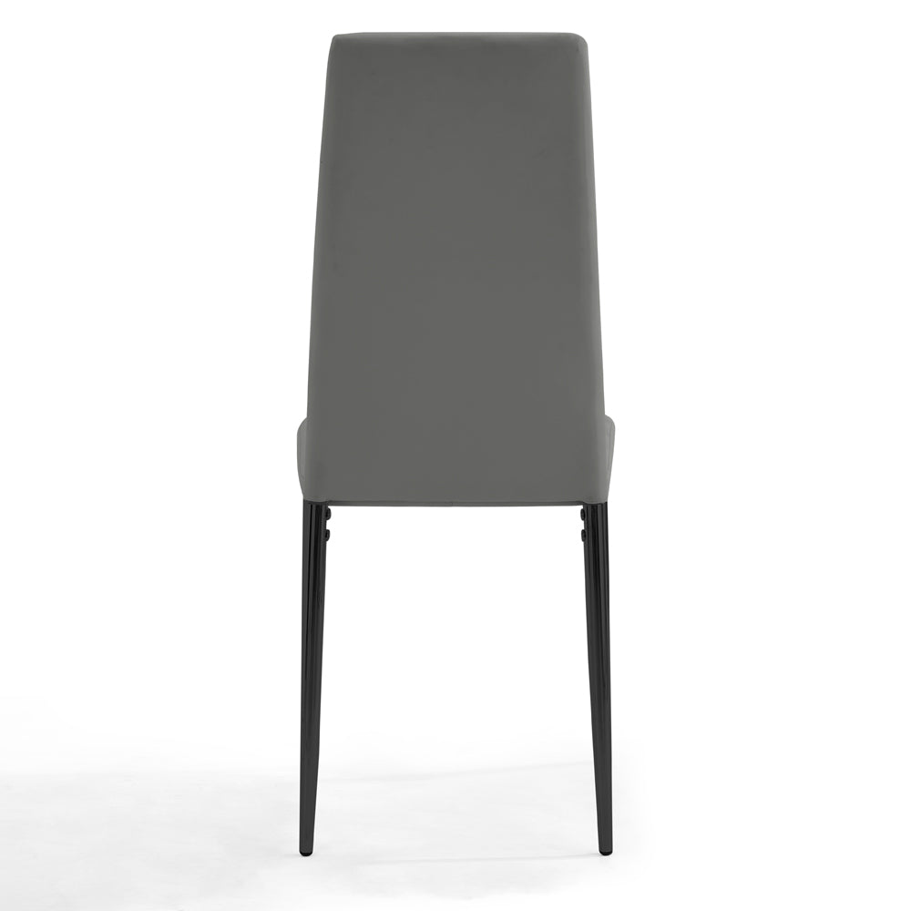 Sarah Faux Leather Dining Chair Set of 6, Grey with Black Legs