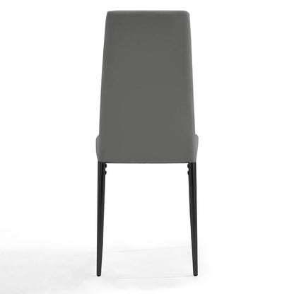 Sarah Faux Leather Dining Chair Set of 6, Grey with Black Legs