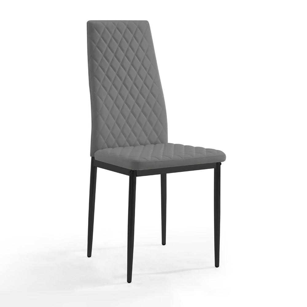 Sarah Faux Leather Dining Chair Set of 6, Grey with Black Legs