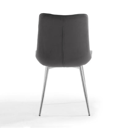 Alma Velvet Dining Chair Set of 2, Grey with Silver Legs