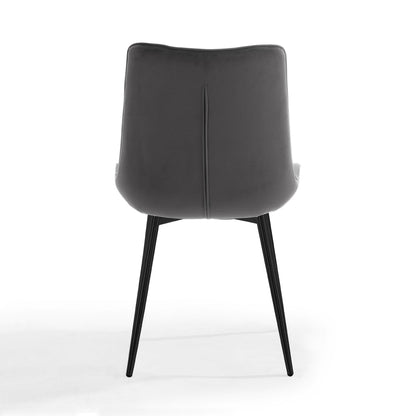 Alma Velvet Dining Chair Set of 2, Grey with Black Legs