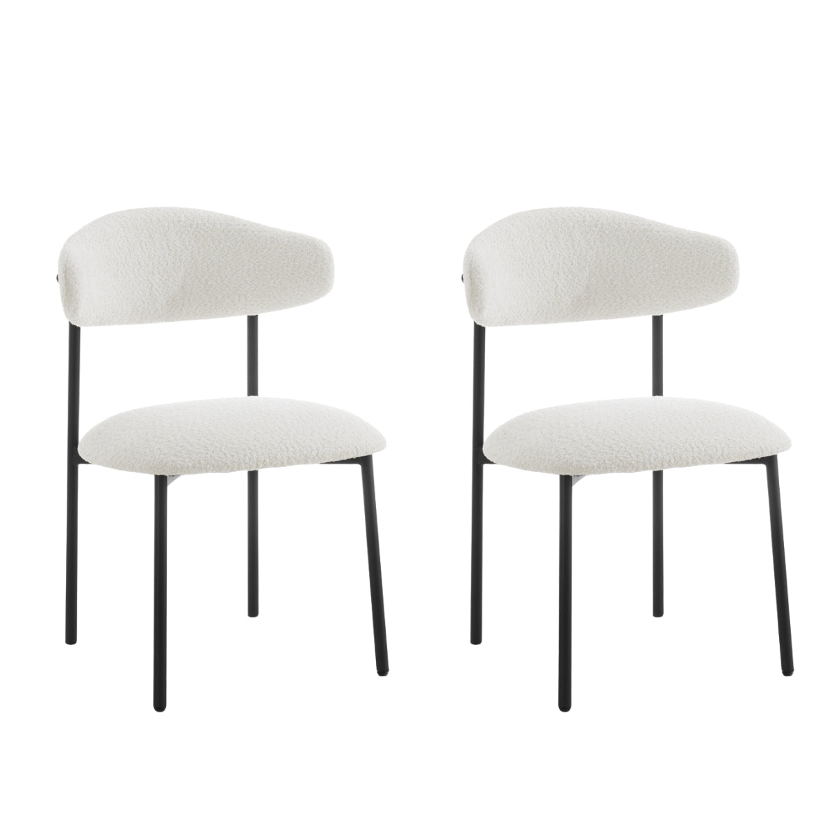 Enda Boucle Dining Chair Set of 2, White