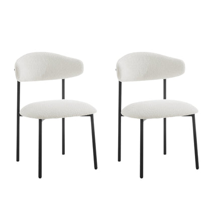 Enda Boucle Dining Chair Set of 2, White
