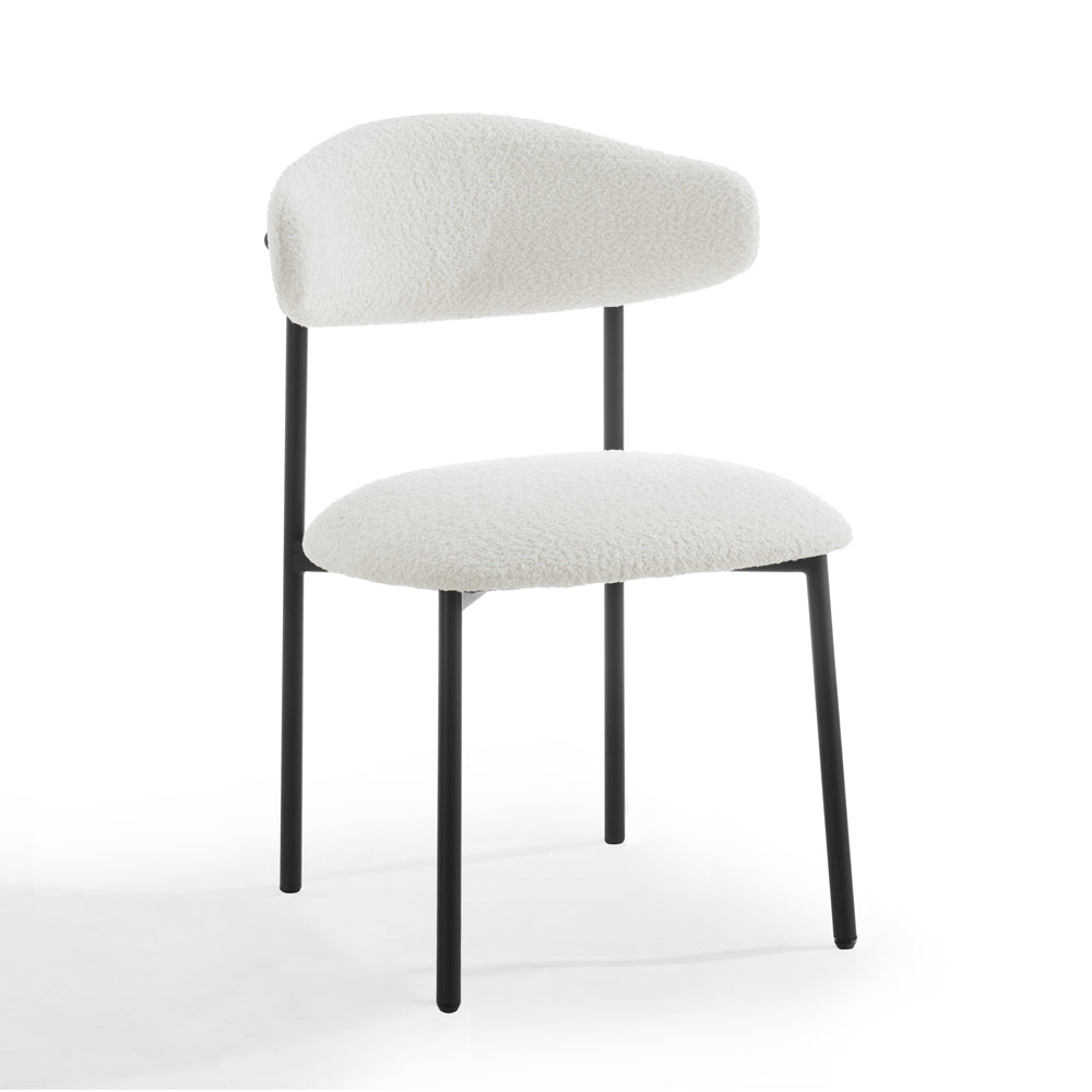 Enda Boucle Dining Chair Set of 2, White