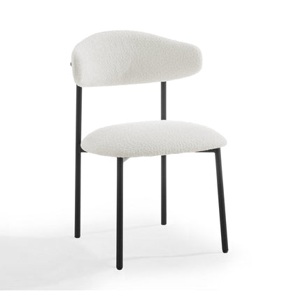 Enda Boucle Dining Chair Set of 2, White