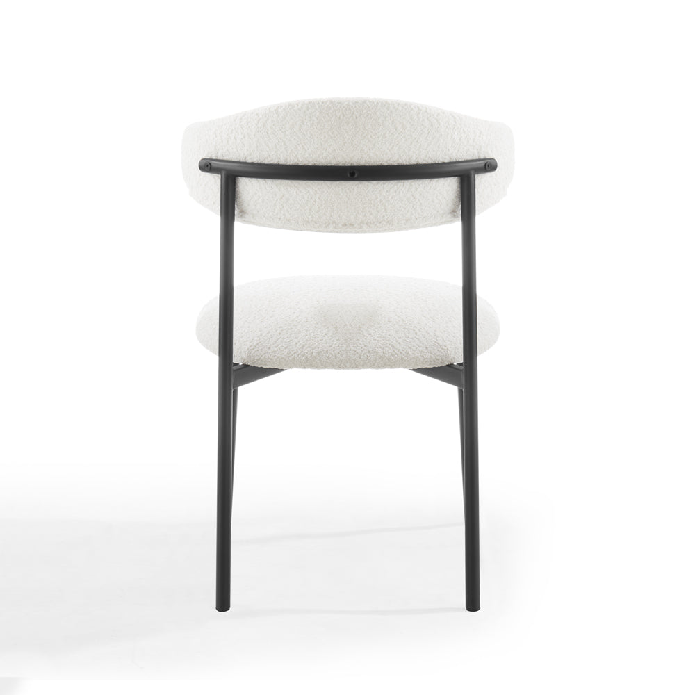 Enda Boucle Dining Chair Set of 2, White
