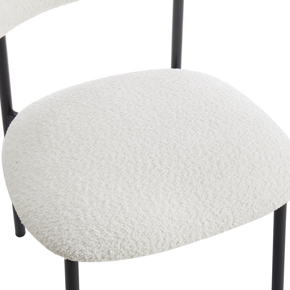 Enda Boucle Dining Chair Set of 2, White